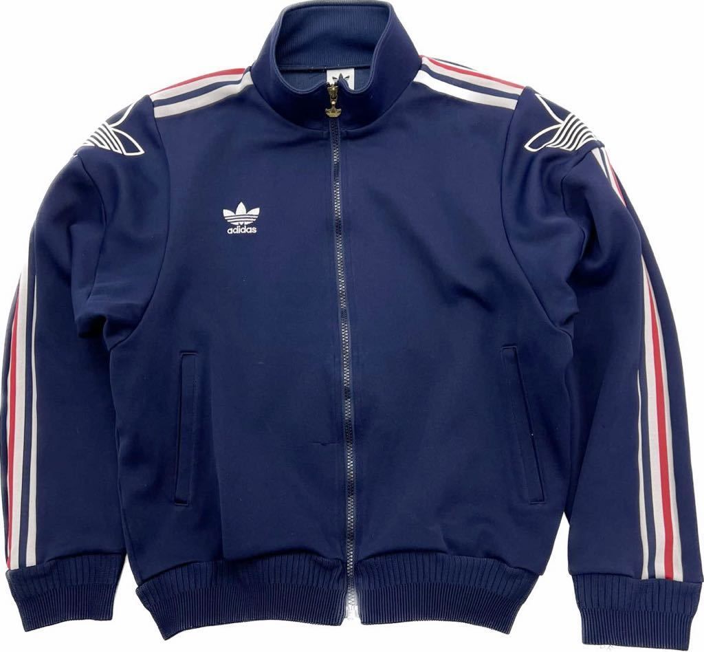 Rakuten - 【中古】adidas ☆ ビンテージ トレフォイル デザイン◎ トラックジャケット ジャージ ジャケット ネイビー L スポーツ アメカジ アディダス■BE247