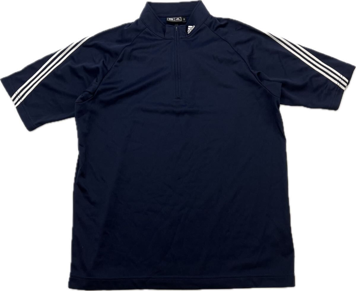 Rakuten - 【中古】adidas ☆ GOLF アディダス ネイビー 半袖 ハーフジップ ジャージ シャツ L 春夏 快適 休日 メンズ ゴルフ スポーツ トレーニング ■J301