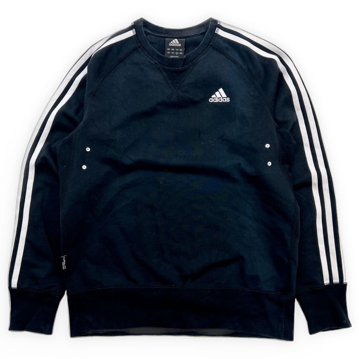 中古 adidas アディダス 3ストライプ ロゴ ブラック スウェット シャツ トレーナー S 男女兼用 スポーツ ス…
