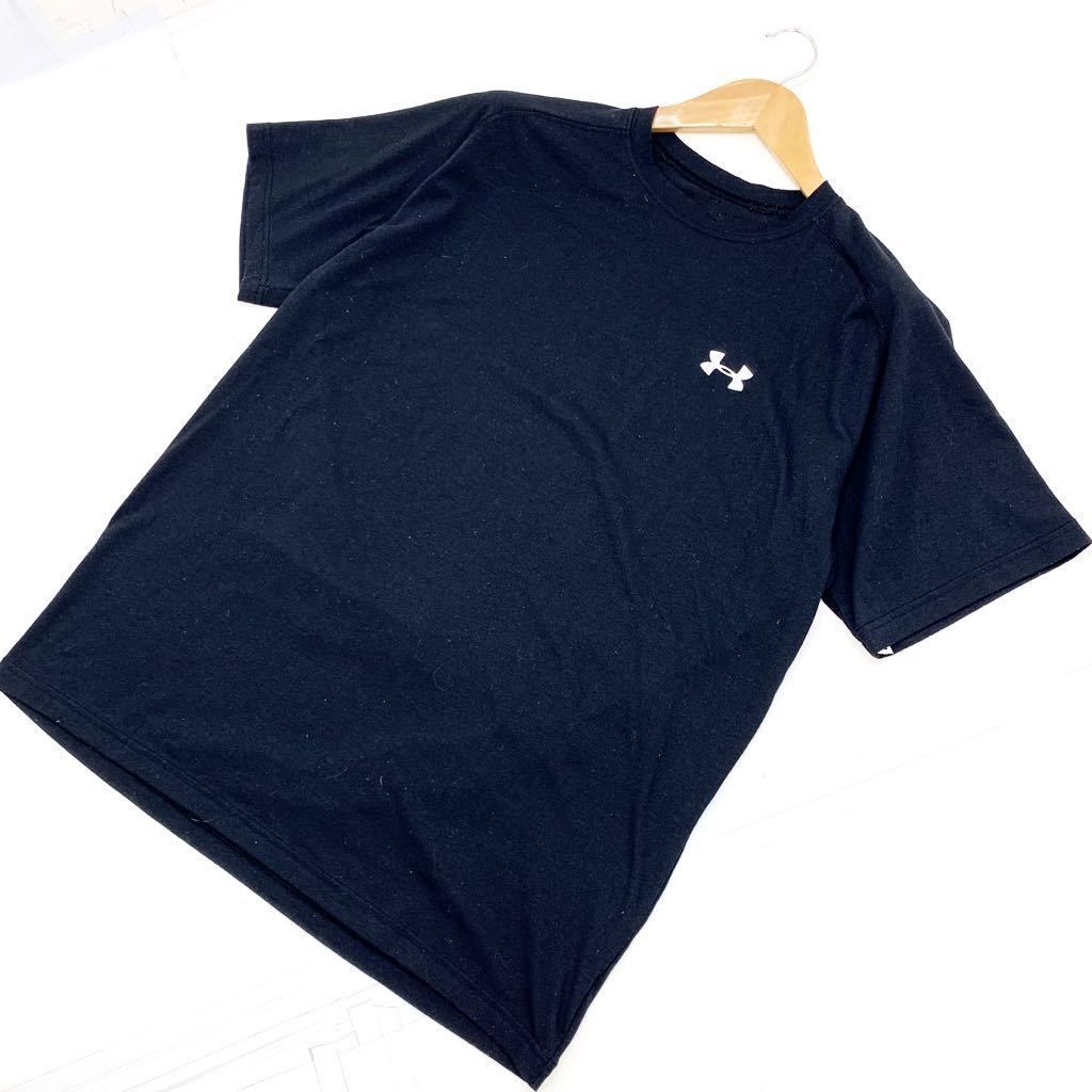 乐天商城 - 【中古】アンダーアーマー UNDER ARMOUR 半袖Tシャツ ブラック LGサイズ メンズ スポーツにぴったり♪ 胸ロゴ シンプル♪■AJ124