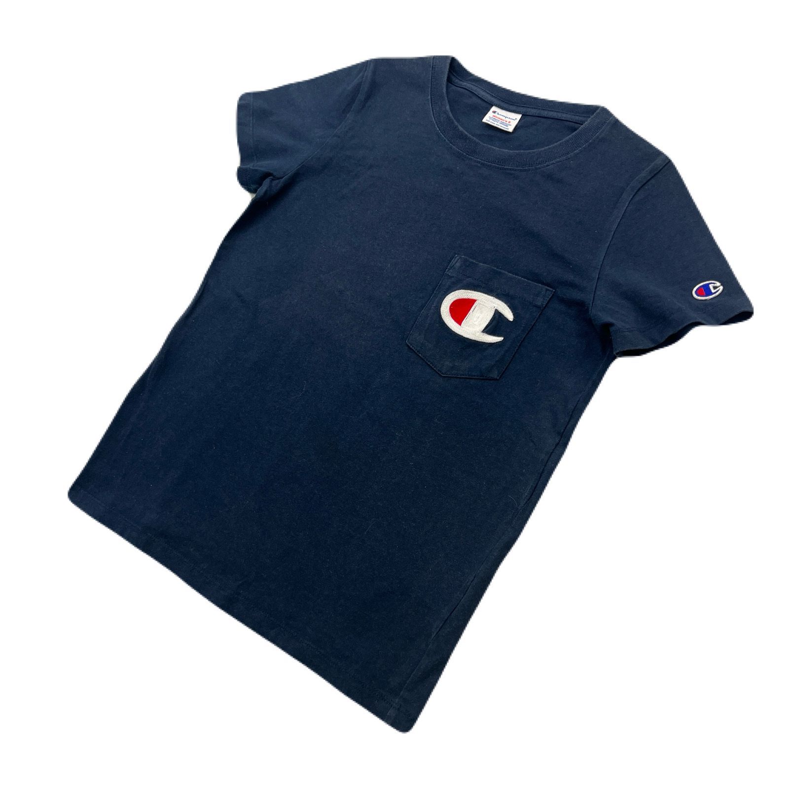 Rakuten - 【中古】チャンピオン 半袖 Tシャツ ネイビー レディース Sサイズ 【 超人気 胸でかロゴ シンプルで合わせやすい一枚♪ 】CHAMPION ●BE329