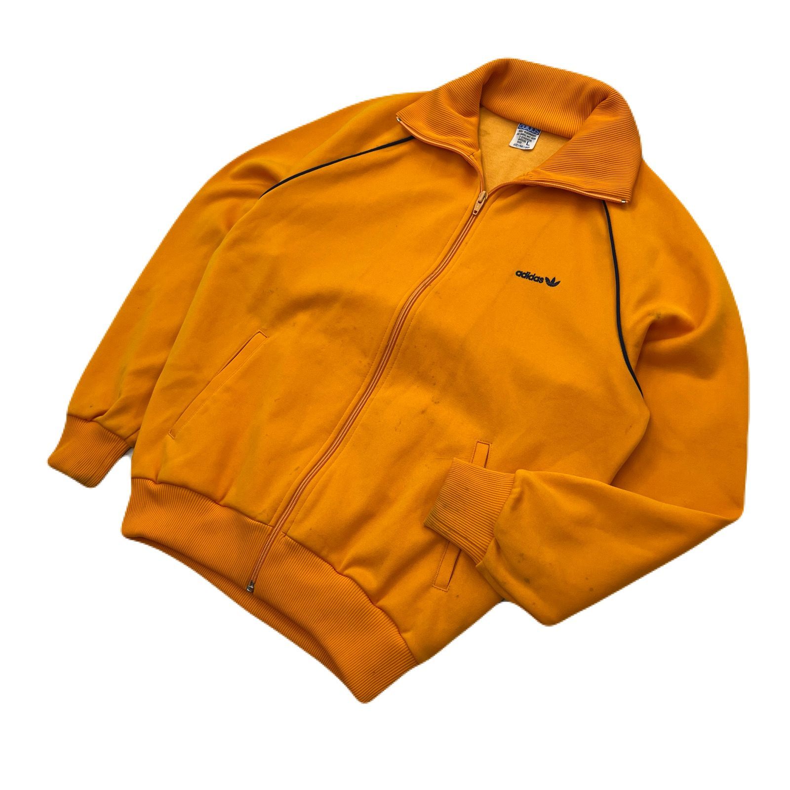 【中古】アディダス ビンテージ ジャージ 80s デサント扱い メンズ Lサイズ 希少色オレンジ 【 被らないお色味♪ 着こなしのポイントと..