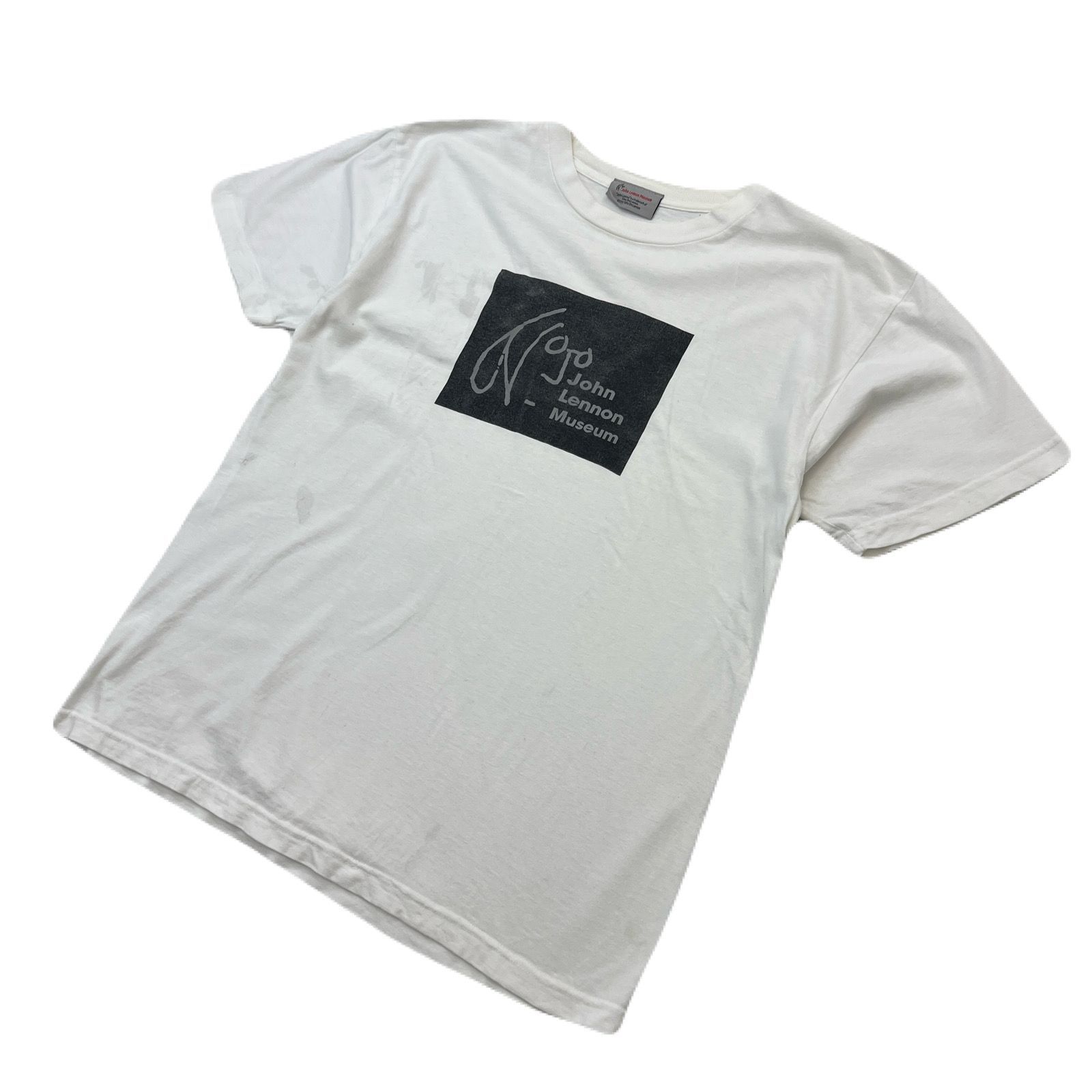【中古】ジョンレノン ミュージアム 半袖 Tシャツ 白 ホワイト メンズ ML相当 【 現在閉館 入手困難 】 JOHN LENON ビートルズ ●BG274