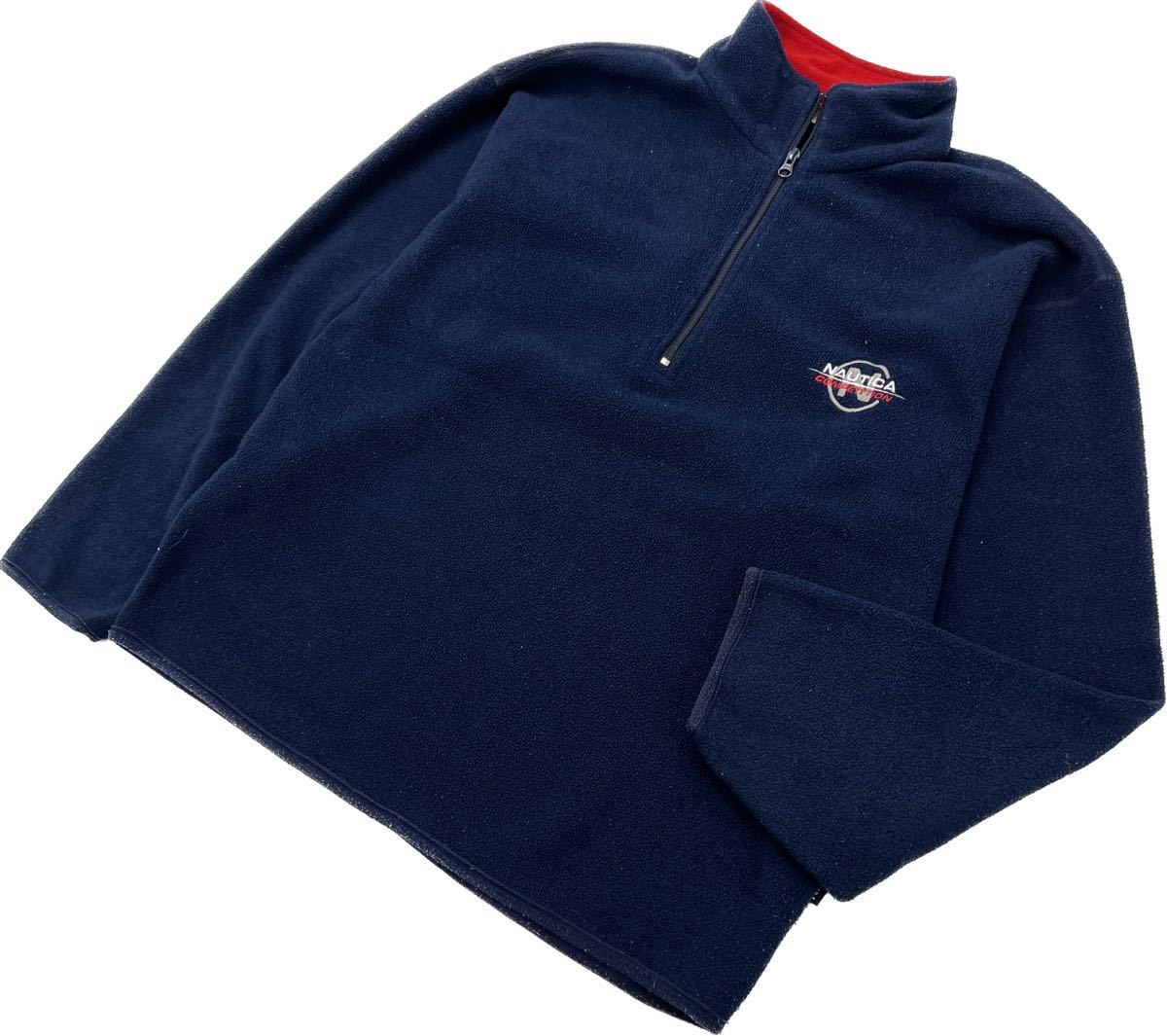 【中古】 NAUTICA ☆ スポーティー◎ プルオーバー フリース ジャケット ネイビー レッド M スポーツ ストリート 古着MIX 90s Y2K ノーティカ■BA219