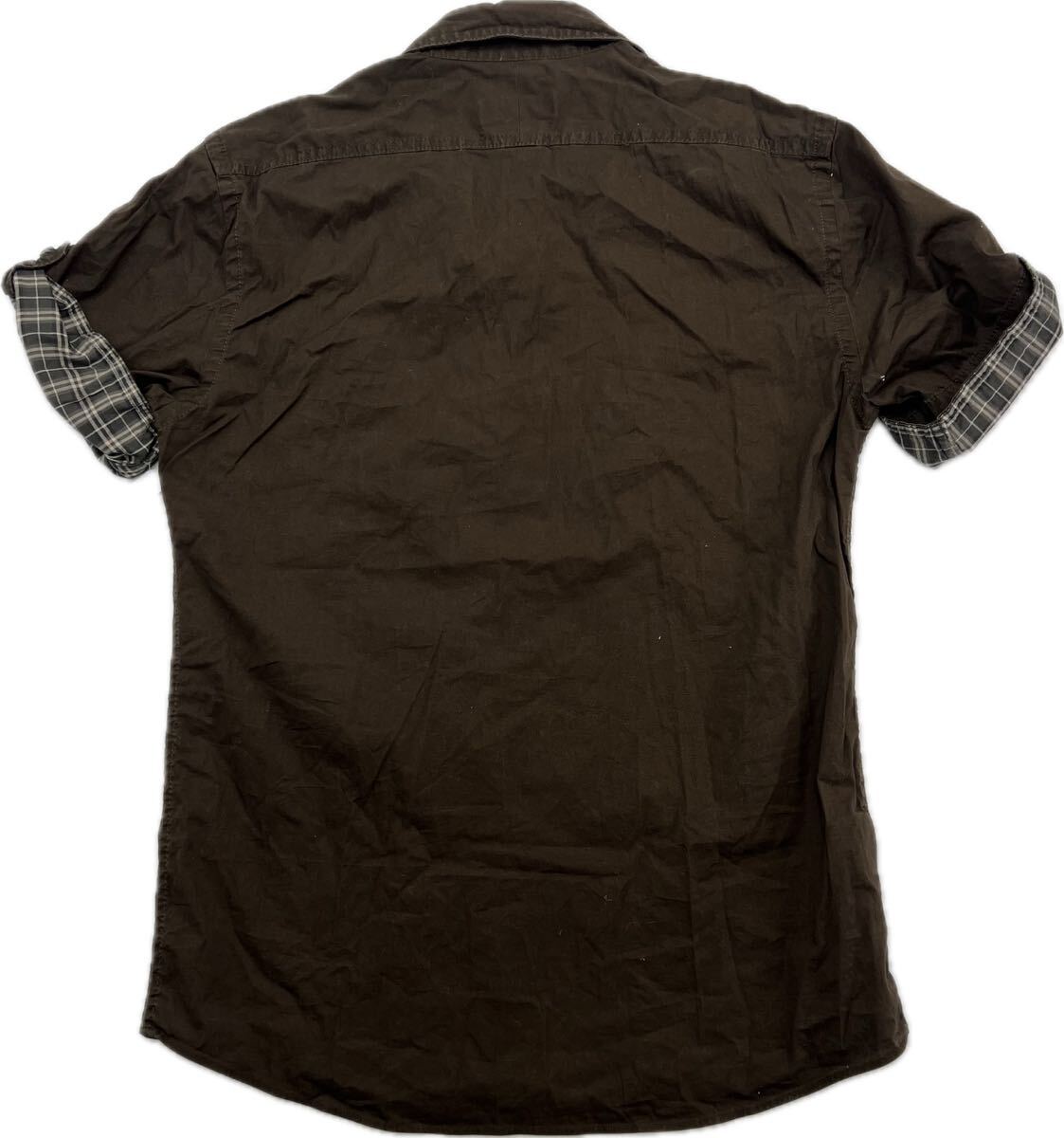 中古 BURBERRY BLACK LABEL 袖裏チェック デザイン シャツ 半袖 ブラウン 2 春夏 大人カジュアル バーバ threemysteries-10011001 MYSTERIES楽天市場店 サンプル画像3