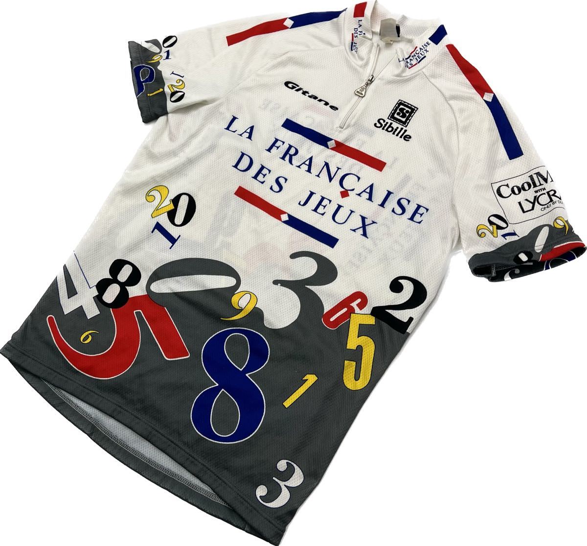  Sibille ☆ イタリア製 サイクリングシャツ サイクルシャツ サイクルジャージ Tシャツ ホワイト M スポーツ レース ロードバイク ■CM48