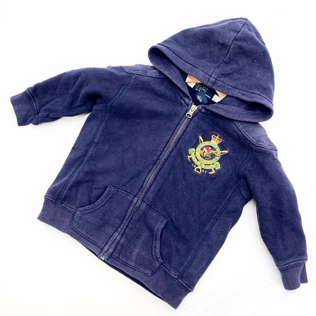 【中古】 ■ポロラルフローレン POLO RALPH LAUREN ネイビー 濃紺 キッズ ベビー 子供用 スウェット パーカー 24M 90cmサイズ相当■DF13