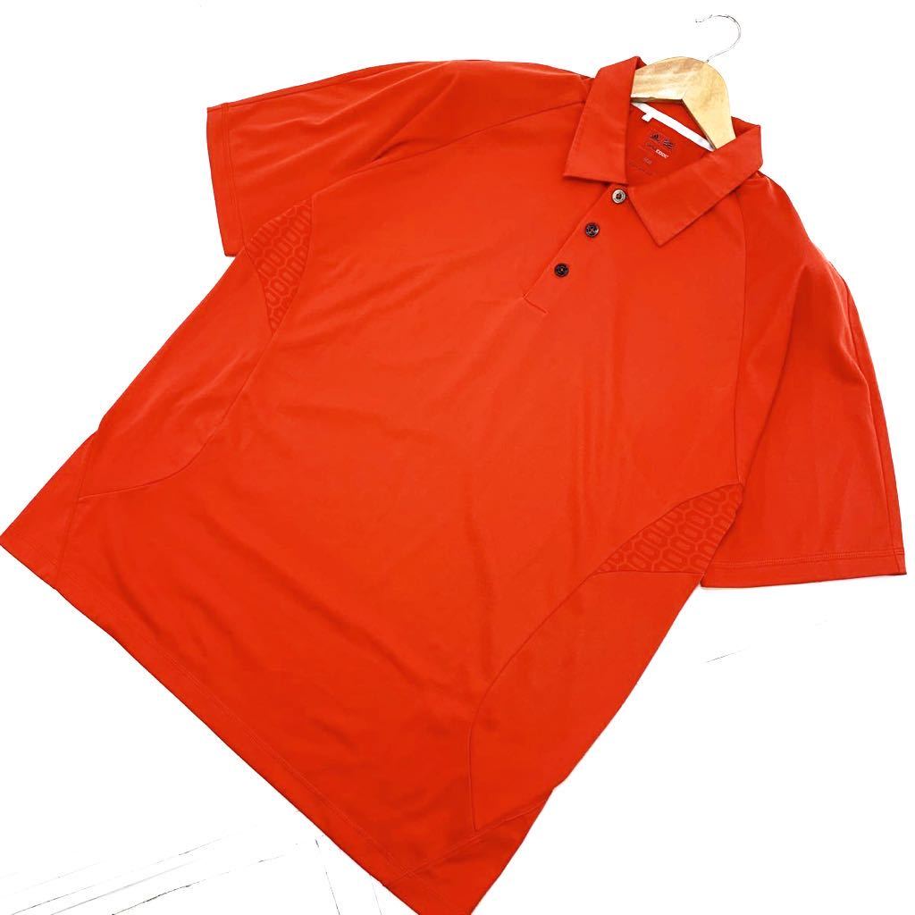 【中古】 アディダス ゴルフ adidas GOLF 美品 速乾 オレンジ 半袖 ポロシャツ ゴルフシャツ Oサイズ 比較的美品♪ 大き目のサイズ感♪■EE103