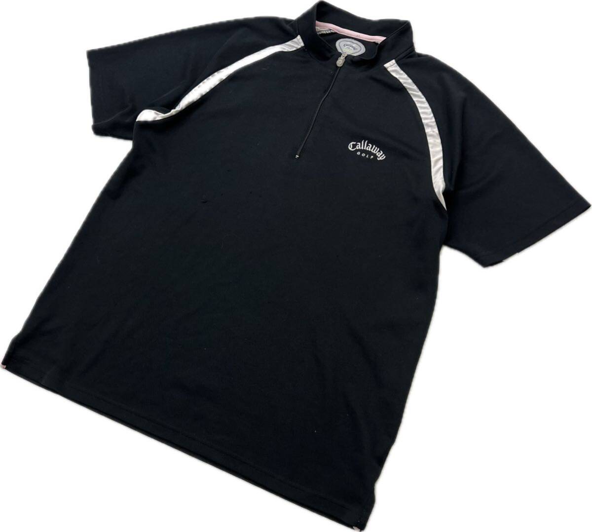 Callaway ☆ 吸水速乾◎ ハーフジップ ポロシャツ 半袖 ブラック L 春夏 快適 ゴルフ スポーツ トレーニング 人気 キャロウェイ■FE273 ブランドキャロウェイ サイズ表記・実寸（平置き計測）表記：L 実寸： 着丈68cm 身幅53cm 肩幅49cm 袖丈19cm ※必ず実寸をご確認の上、ご入札ください。 ※多少の誤差はご了承ください。 コンディション状態：古着のため、使用感がございますがまだまだご着用頂けます。 状態ランク：10中 7 （中古品と言うことにご理解いただける方のみご入札をお願い致します。）