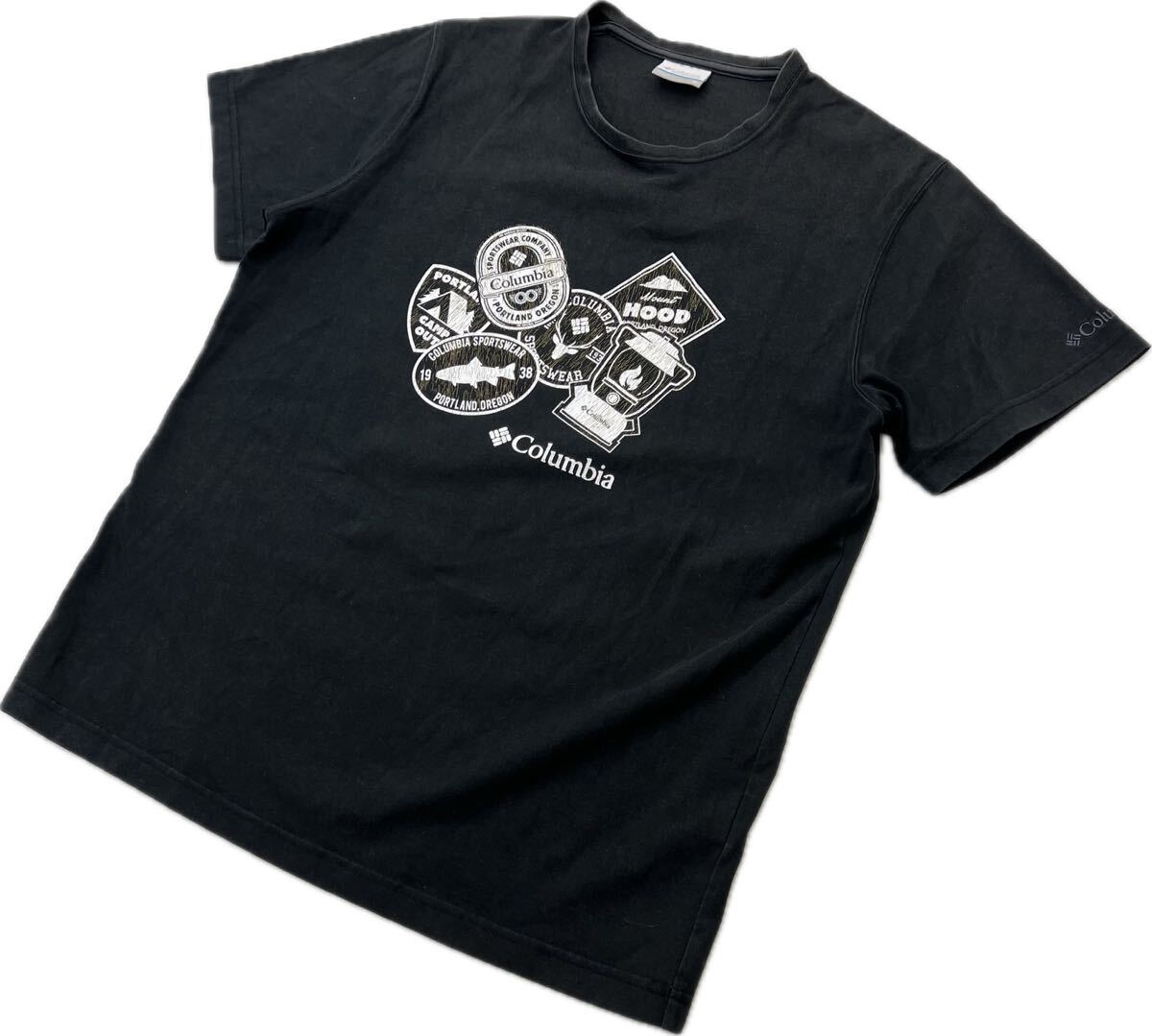 Columbia ☆ アウトドア プリント◎ ブラック Tシャツ 半袖 M 春夏 登山 ハイキング キャンプ キャンパー 人気 定番 コロンビア■FE274 ブランドコロンビア サイズ表記・実寸（平置き計測）表記：M 実寸： 着丈66cm 身幅53cm 肩幅43cm 袖丈19cm ※必ず実寸をご確認の上、ご入札ください。 ※多少の誤差はご了承ください。 コンディション状態：古着のため、使用感がございますがまだまだご着用頂けます。 状態ランク：10中 7 （中古品と言うことにご理解いただける方のみご入札をお願い致します。）