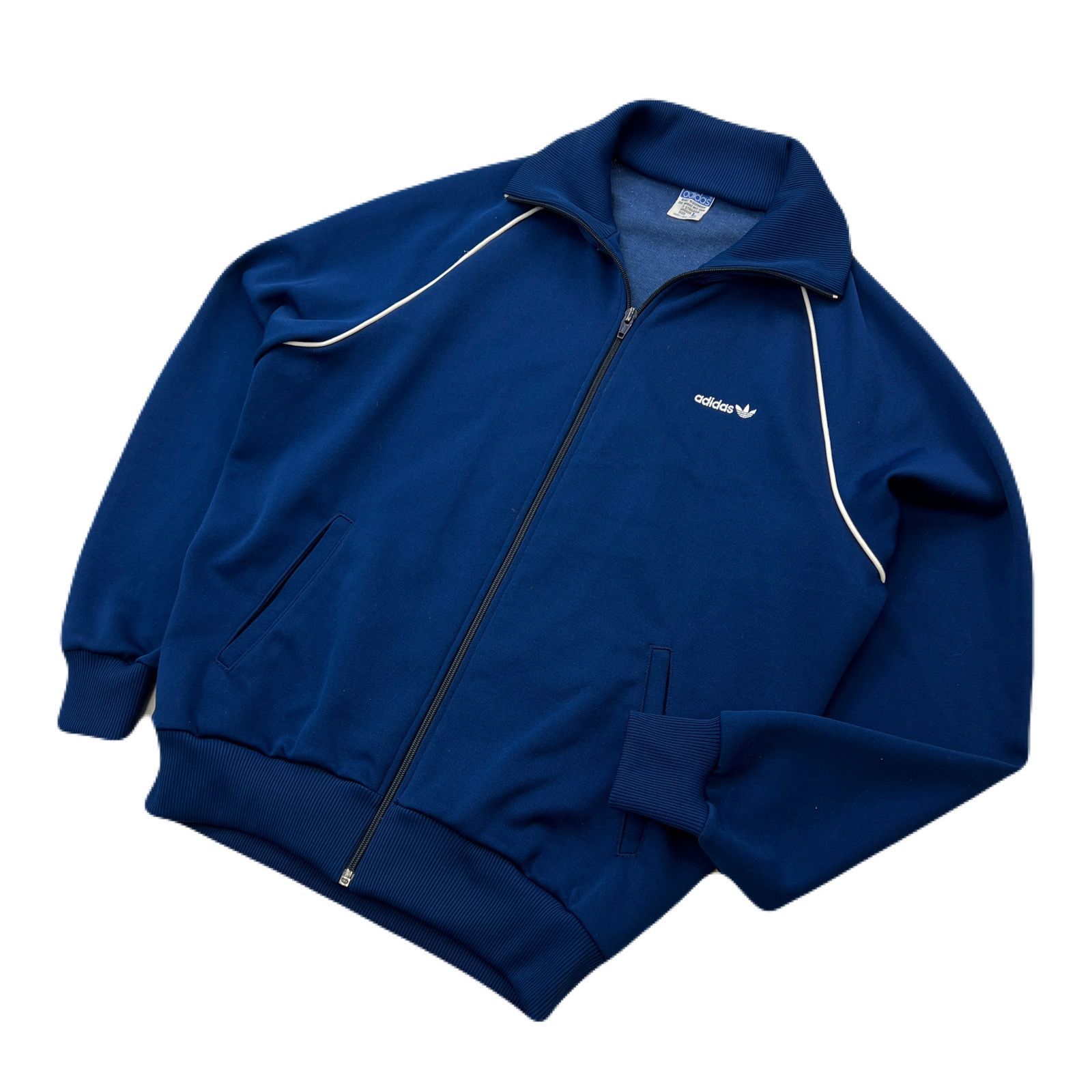 Rakuten - 【中古】アディダス ネイビー ジャージトップ トラックジャケット Lサイズ 【 80s 希少 西ドイツ製 ビンテージ ヴィンテージ 】adidas ●AB374