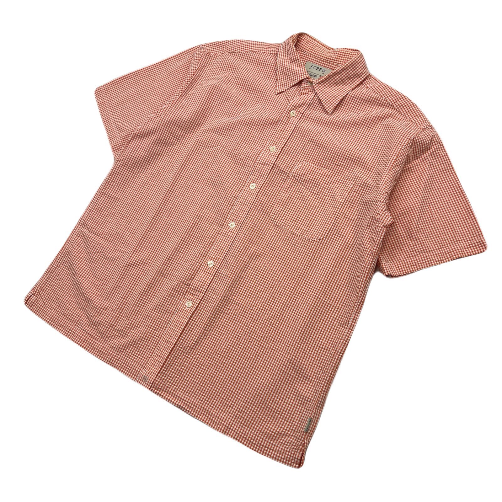 Rakuten - 【中古】J.CREW シャツ 半袖 メンズ M ギンガムチェック オレンジ系 【 着回し抜群 きれいめ かっちり 】 ジェイクルー ●AD346