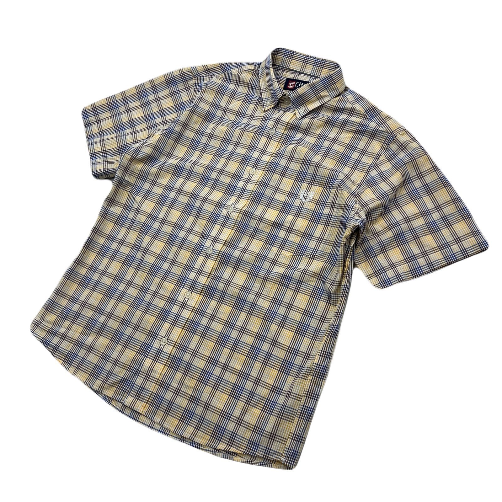 Rakuten - 【中古】CHAPS シャツ 半袖 メンズ M チェック柄 イエロー ネイビー ボタンダウン チャップス ●AE367