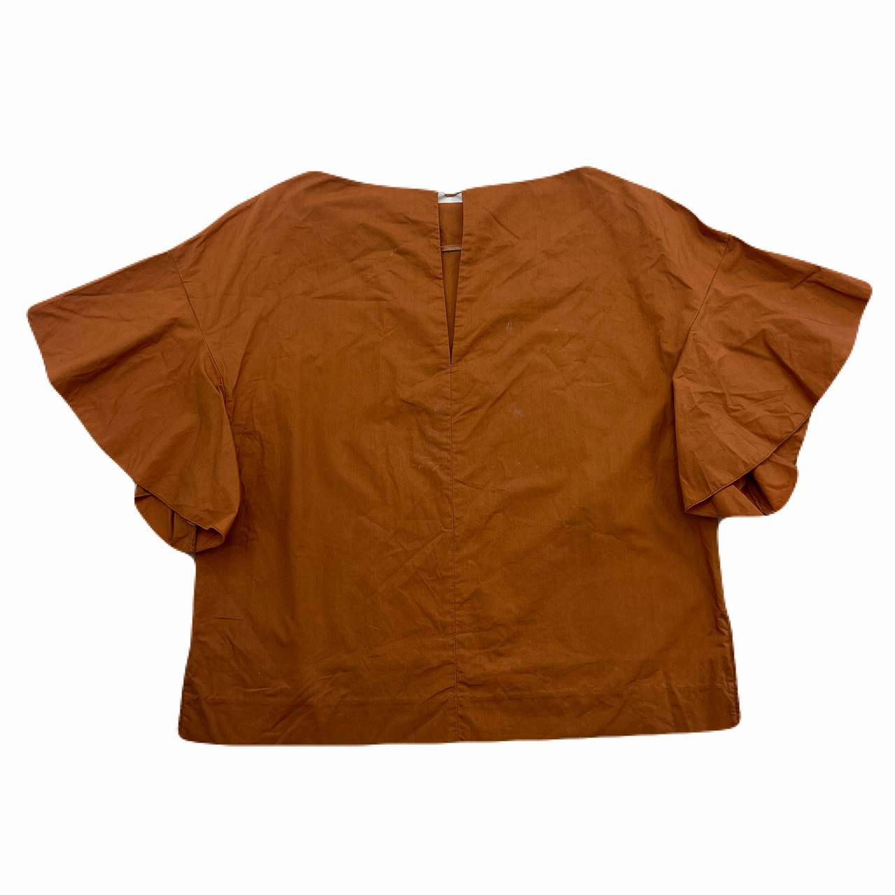 【中古】 ナノユニバース ブラウス 半袖 レディース F ブラウン 袖フリル フレアスリーブ ショート丈 コットン100% threemysteries-10011539 MYSTERIES楽天市場店 サンプル画像2