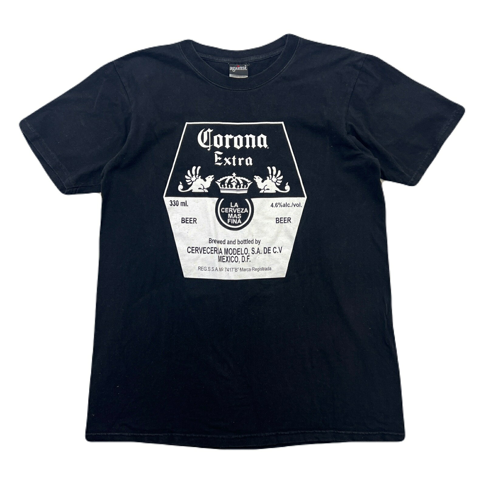  コロナビール Tシャツ 半袖 メンズ L ブラック コットン100％ 企業系 Corona Extra against レア