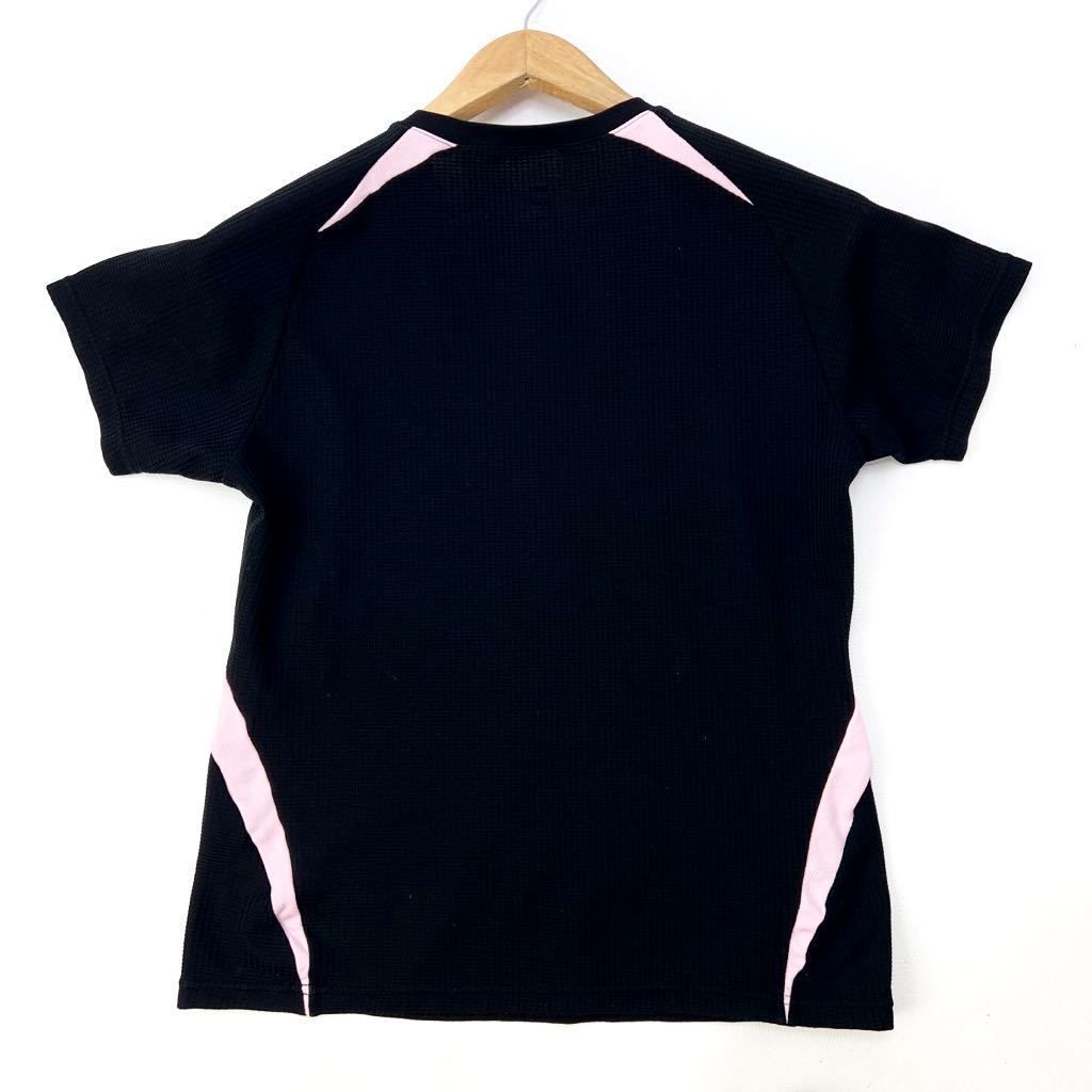【中古】デサント ☆ DESCENTE 半袖 Tシャツ 速乾 ブラック ピンク レディース O ラ...