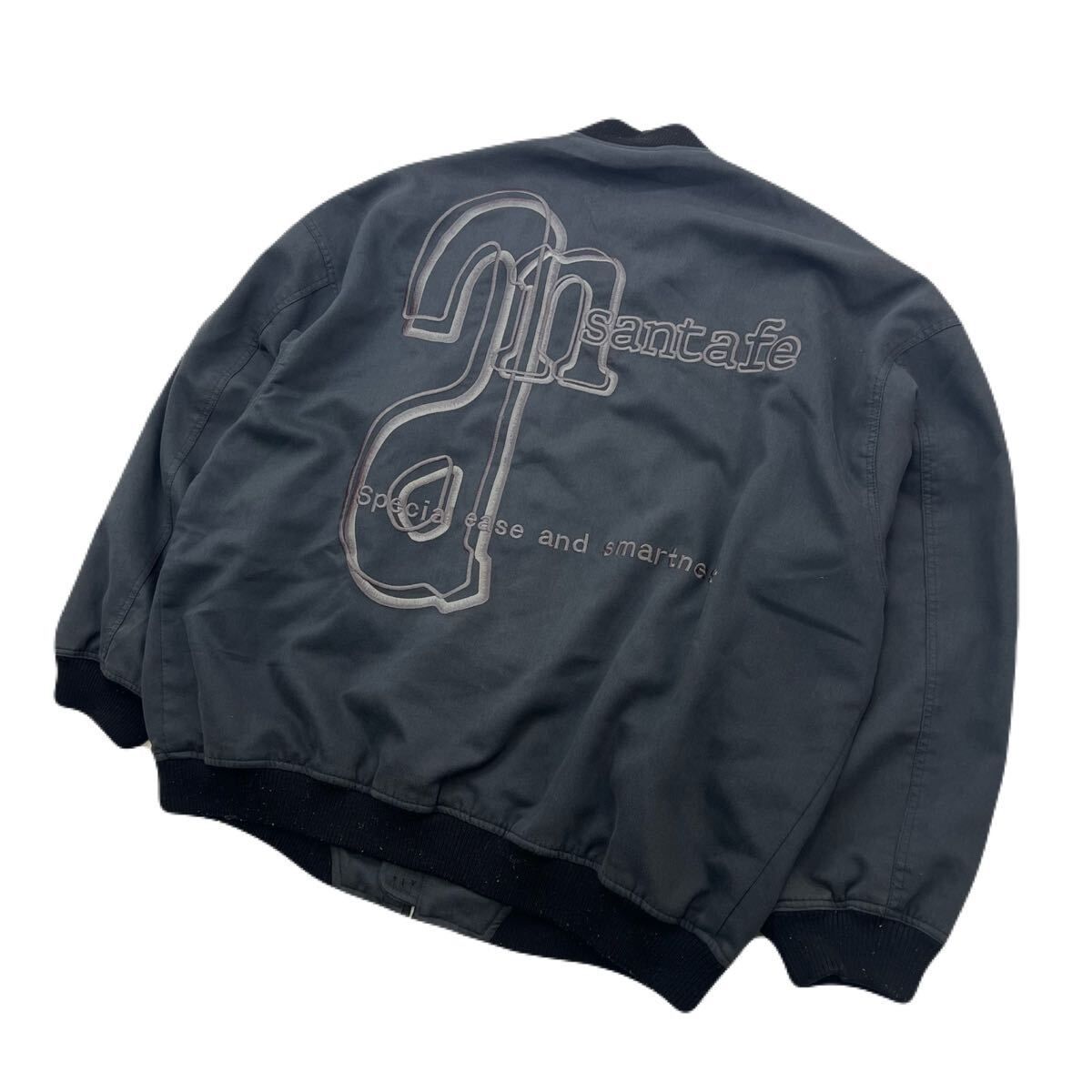 【中古】サンタフェ 両面 ロゴ ジャケット ブルゾン チャコールブラック メンズ LL相当 秋冬 大人カジュアル 人気 古着 santa fe ■AE361