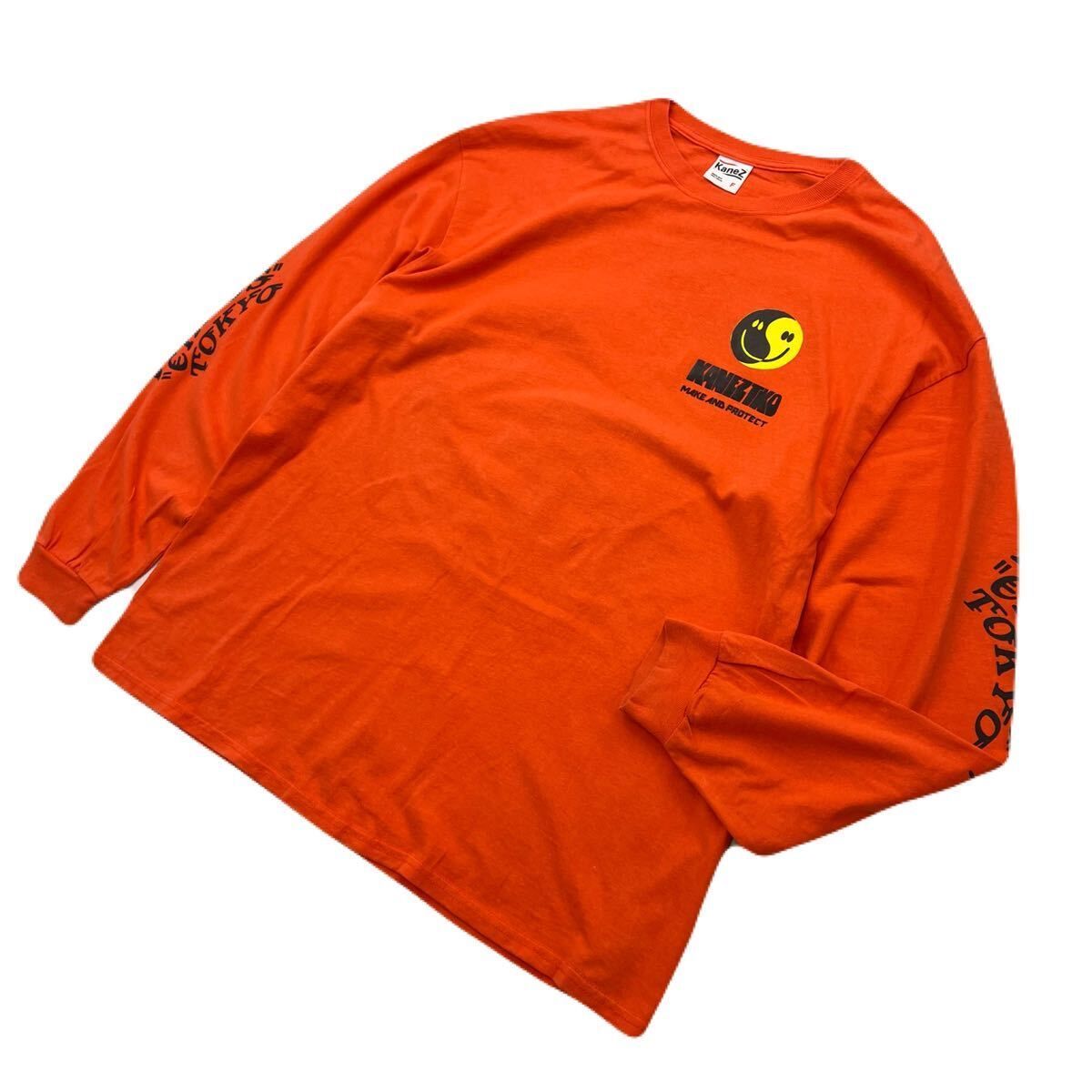 乐天商城 - 【中古】KaneZ ケインズ ロゴ デザイン 長袖 Tシャツ ロンT オレンジ F メンズ ストリート 東京発 アート スケーター アーティスト 古着■S4230