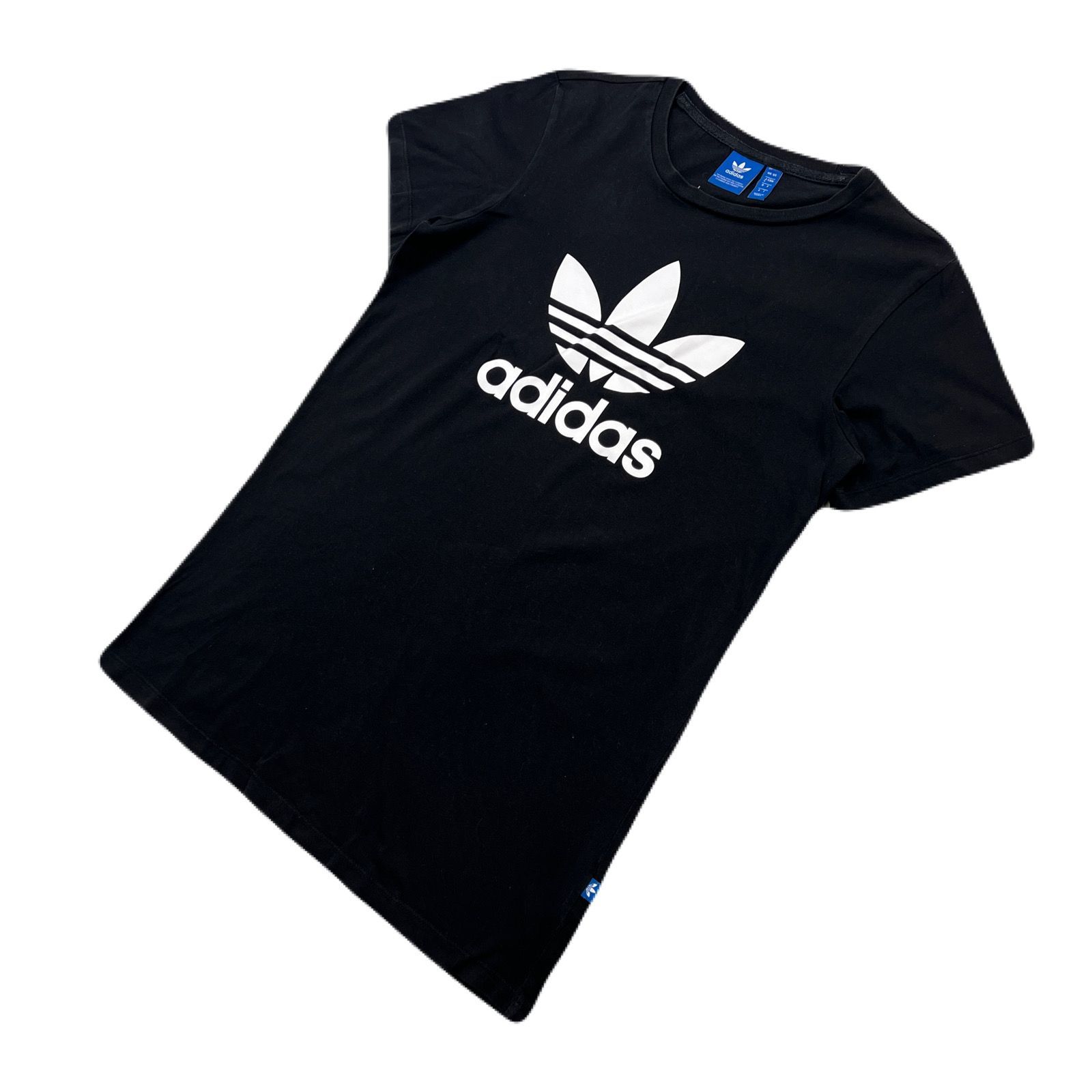 乐天商城 - 【中古】アディダス Tシャツ 半袖 メンズ S スリムシルエット ブラック 黒 【 定番 トレフォイルロゴ 】 【スポーツミックスの着こなしに 】adidas ●B408