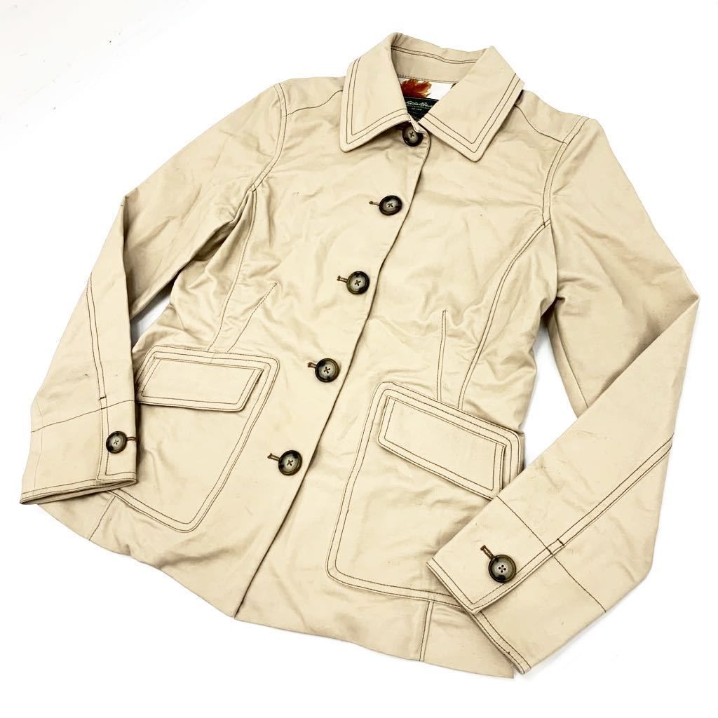 乐天商城 - 【中古】エディバウアー ジャケット テーラード Eddie Bauer 【着回せる春物定番♪】レディース ベージュ コットン Sサイズ■BB15