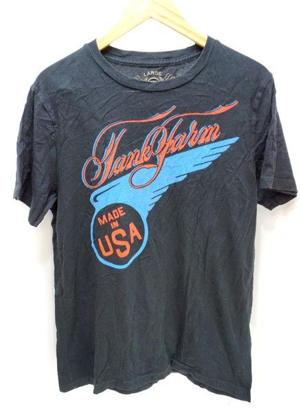 Rakuten - 【中古】90s USA製 TANK FARM Tシャツ 半袖 タンクファーム ブラック ロゴ Lサイズ メンズ ●BC12