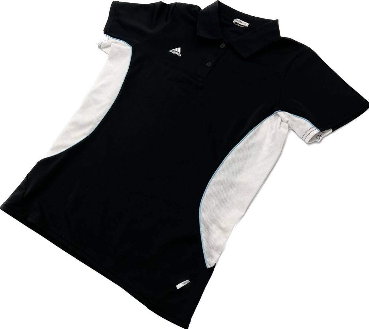 【中古】 adidas ☆ 速乾性◎ ブラック ホワイト 半袖 シャツ メンズ S相当 スポーツ...