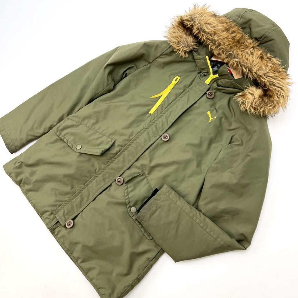 Rakuten - 【中古】プーマ ☆ PUMA レディース モッズコート ファー付き ナイロンパーカー ジャケット S カーキ 定番 持っていると重宝するアウター♪■AC200