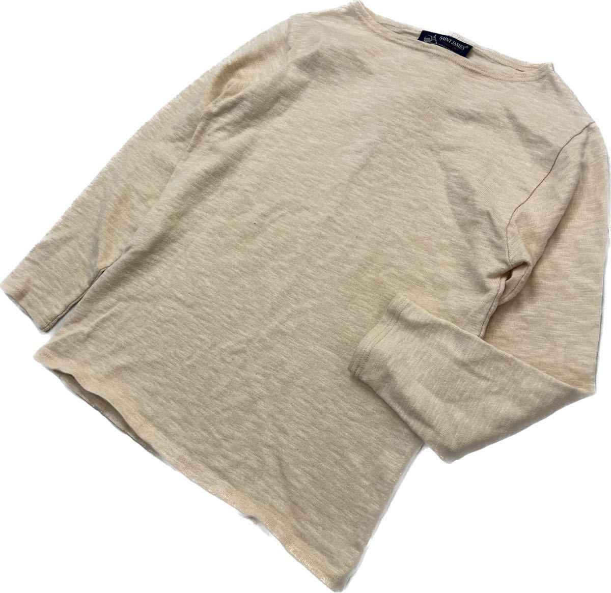 乐天商城 - 【中古】SAINT JAMES ☆ 風合い生地感◎ 長袖 Tシャツ カットソー ベージュ XXS 大人カジュアル ベーシック アメカジ 古着 セントジェームス■BF255
