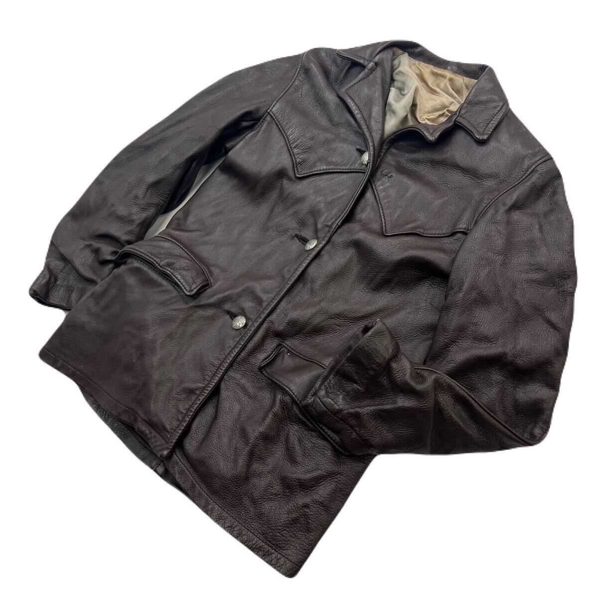 Rakuten - 【中古】TRUESDELL ☆ ヴィンテージ ブラウン レザー ウエスタン ジャケット コート レディース M相当 秋冬 大人カジュアル 婦人 古着■BH167