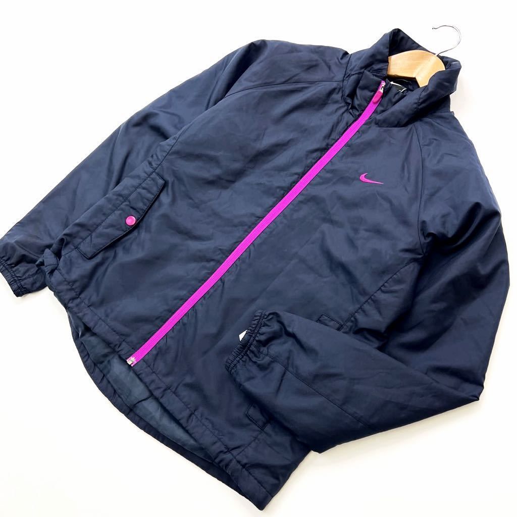 【中古】ナイキ ☆ NIKE ナイロンジャケット ウィンドブレーカー レディース M ネイビー パープル 定番 着回し抜群♪ ランニング ジョギング■BH90