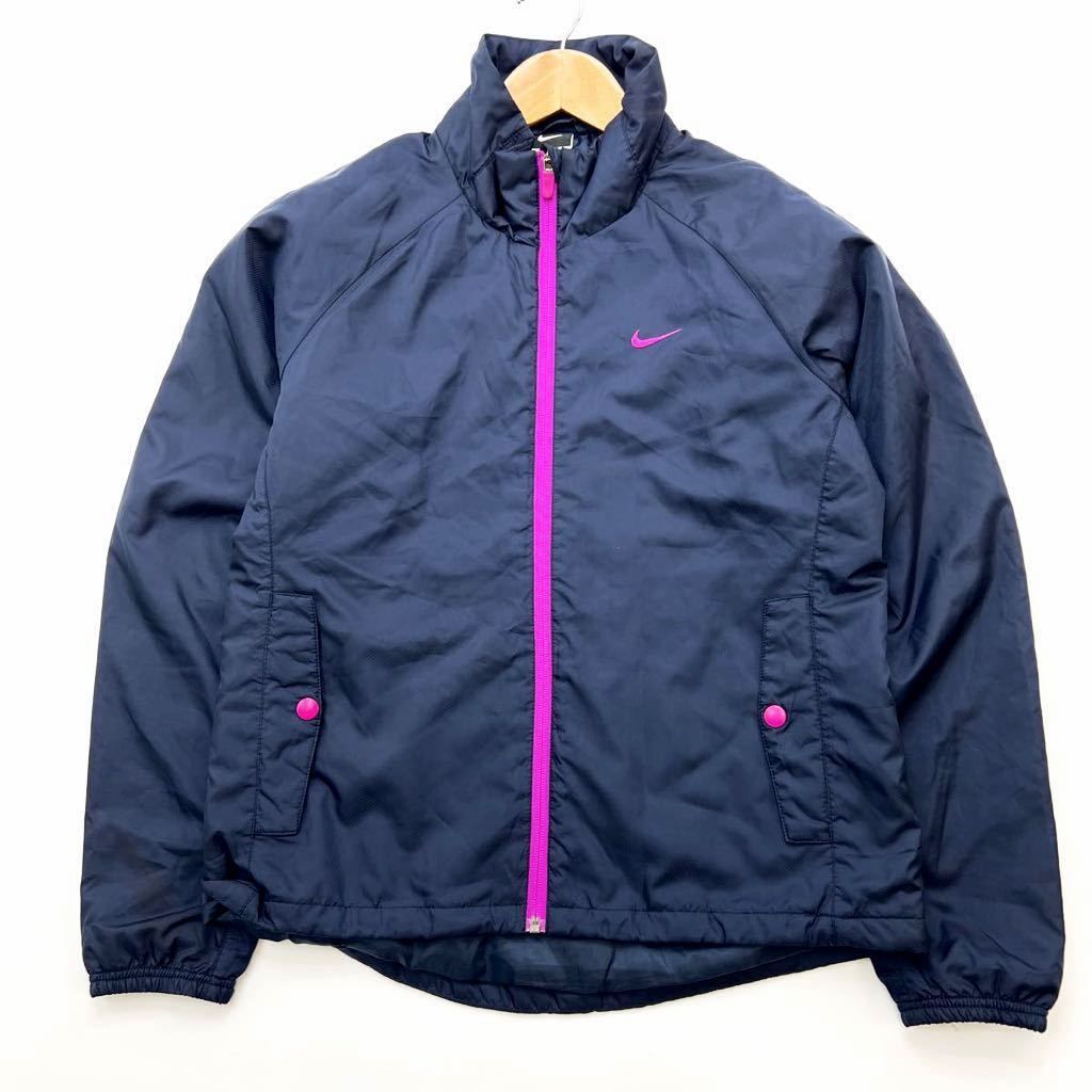 【中古】ナイキ ☆ NIKE ナイロンジャケット ウィンドブレーカー レディース M ネイビー パープル 定番 着回し抜群♪ ランニング ジョギング■BH90