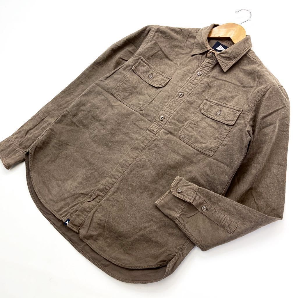 【中古】BEAMS ☆ ピルグリム ☆ Pilgrim 風合いの良い◎ コットン シャツ 長袖 ライトブラウン XS サーフ アメカジ ストリート 古着らしさ♪■S682