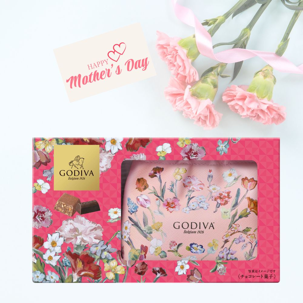 【母の日限定ギフト】 ゴディバポーチセット 特別な日に憧れのGODIVAを、贅沢ギフト 贅沢な「ありがとう」 母の日限定デザインの華やかなGODIVAポーチ・チョコで 箱を開けた瞬間の驚きと、特別なひとときを演出します。 大切な贈り物だから、安心の対応 　・金額のわかる明細書は同封しません ・日時指定承ります 商品内容の詳細 内容 ・GODIVA 母の日限定ポーチセット 賞味期限 発送から30日以上 配送方法 冷蔵便（送料無料 ※一部地域除く） 今年一番の感謝を込めて。 お母さんの笑顔に寄り添うギフト、ぜひご利用ください。