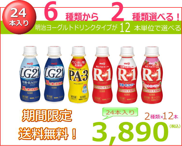 明治ヨーグルトドリンクタイプ★6種類から2種類選べる24本（12本×2種類）セット 2