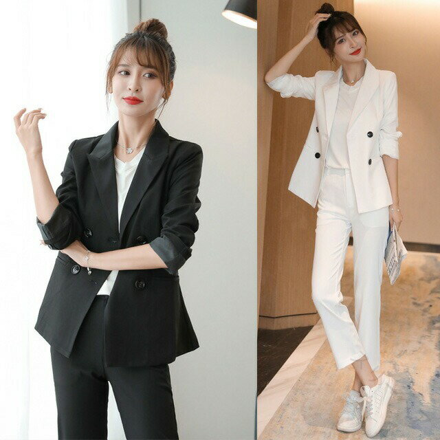 全4色 レディーススーツ パンツスーツ カジュアルスーツ ブラック ベージュ ピンク ホワイト 無地 おし..