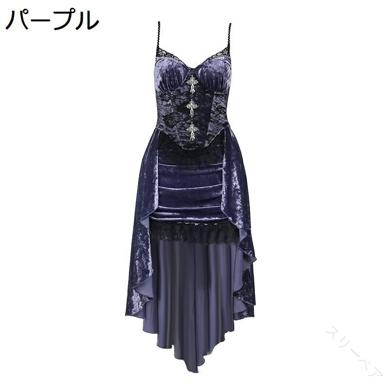 ワンピース ゴスロリ ロリータ 貴族風 レディース キャミソール テールカット ミニスカート 可愛い ベ..