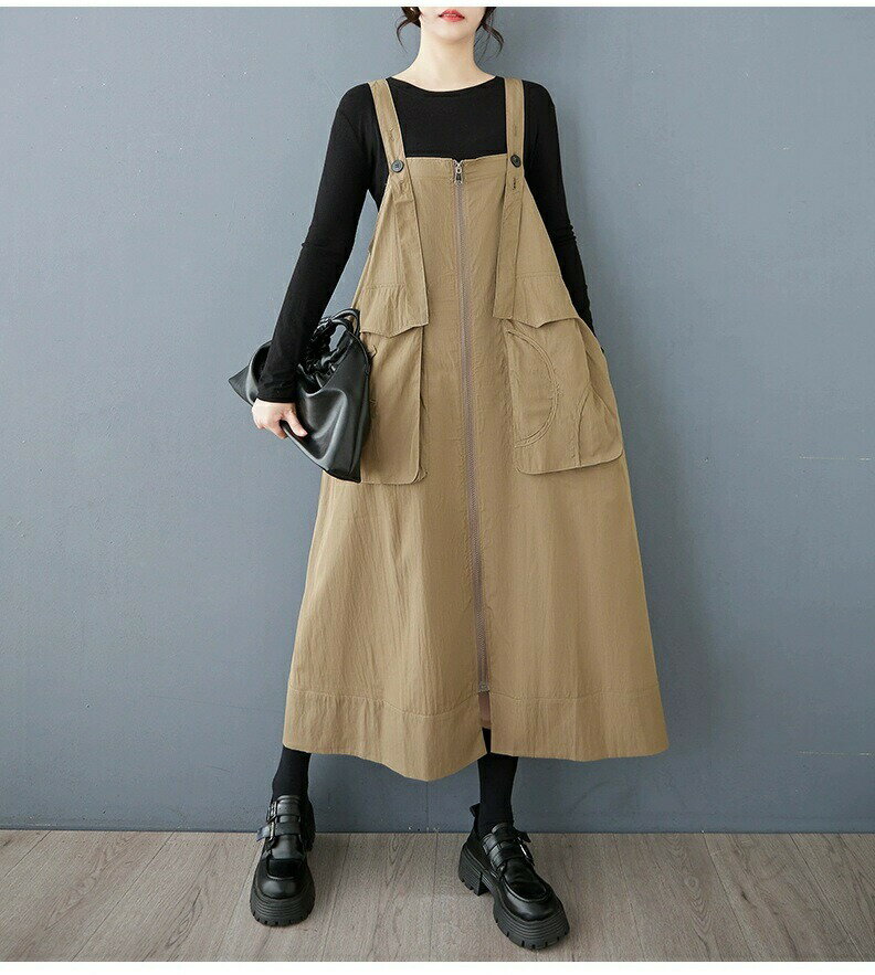 春秋 ジャンパースカート ワンピース マキシ レディース ジャンスカ サロペット スカート 大人可愛い ..