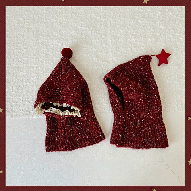 ベビー バラクラバ フードウォーマー クリスマス SNS映え かわいい 帽子 ネックウォーマー フード付き ..