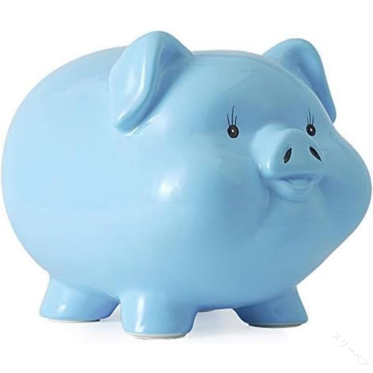 貯金箱 あけられない 豚 500円玉 札 硬貨 対応 陶磁器製 おしゃれ かわいい ブルー 誕生日プレゼントに..