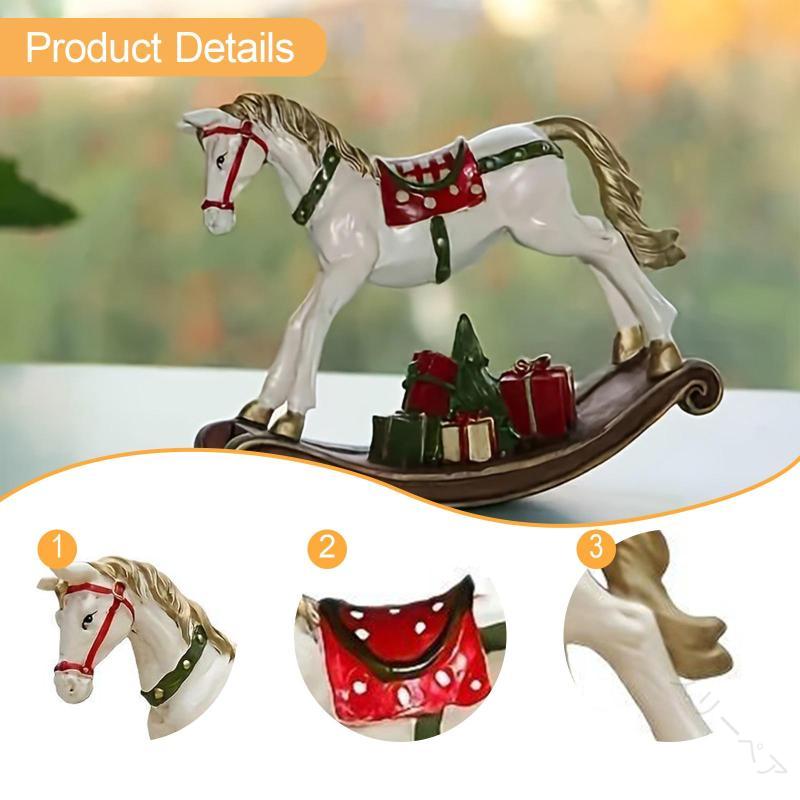 ロッキングホースの像 馬の置物 おしゃれでかわいい誕生日プレゼント クリスマスオーナメント テーブルデコレーション ホームシェルフ リビングルーム用 インテリア装飾品