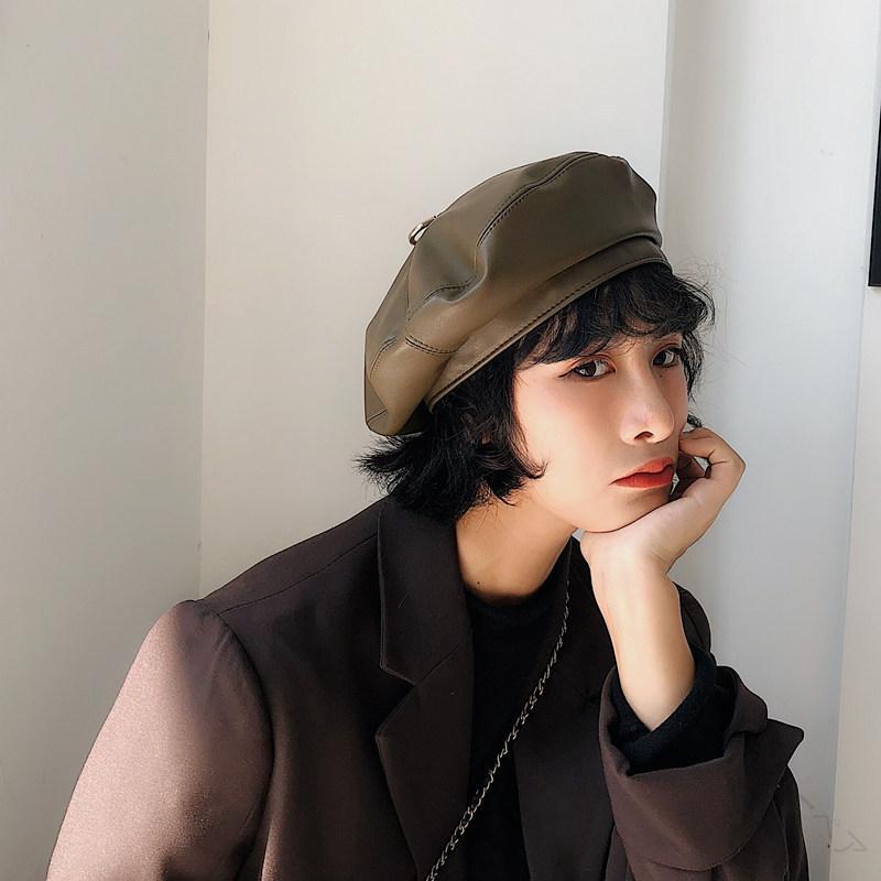 ベレー帽 レディース フェイクレザー 合皮 PUレザー レトロ クラシック ヴィンテージ パンプキンベレー..