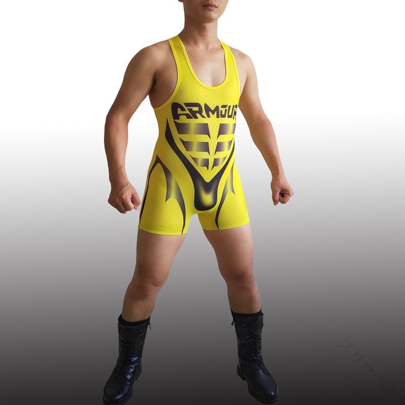 レスリング シングレット ボディスーツ フィットネス ボディシェイプ 陸上 トレーニング スウェット ウ..