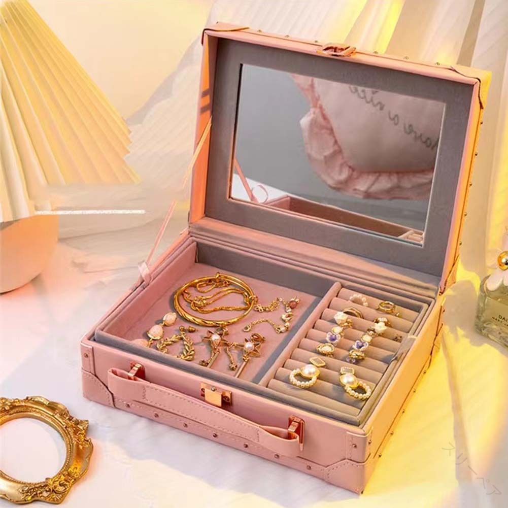 ジュエリーボックス キッズ 宝石箱 子供用アクセサリーボックス ミラー付き 大容量 高級宝石箱 プレゼ..