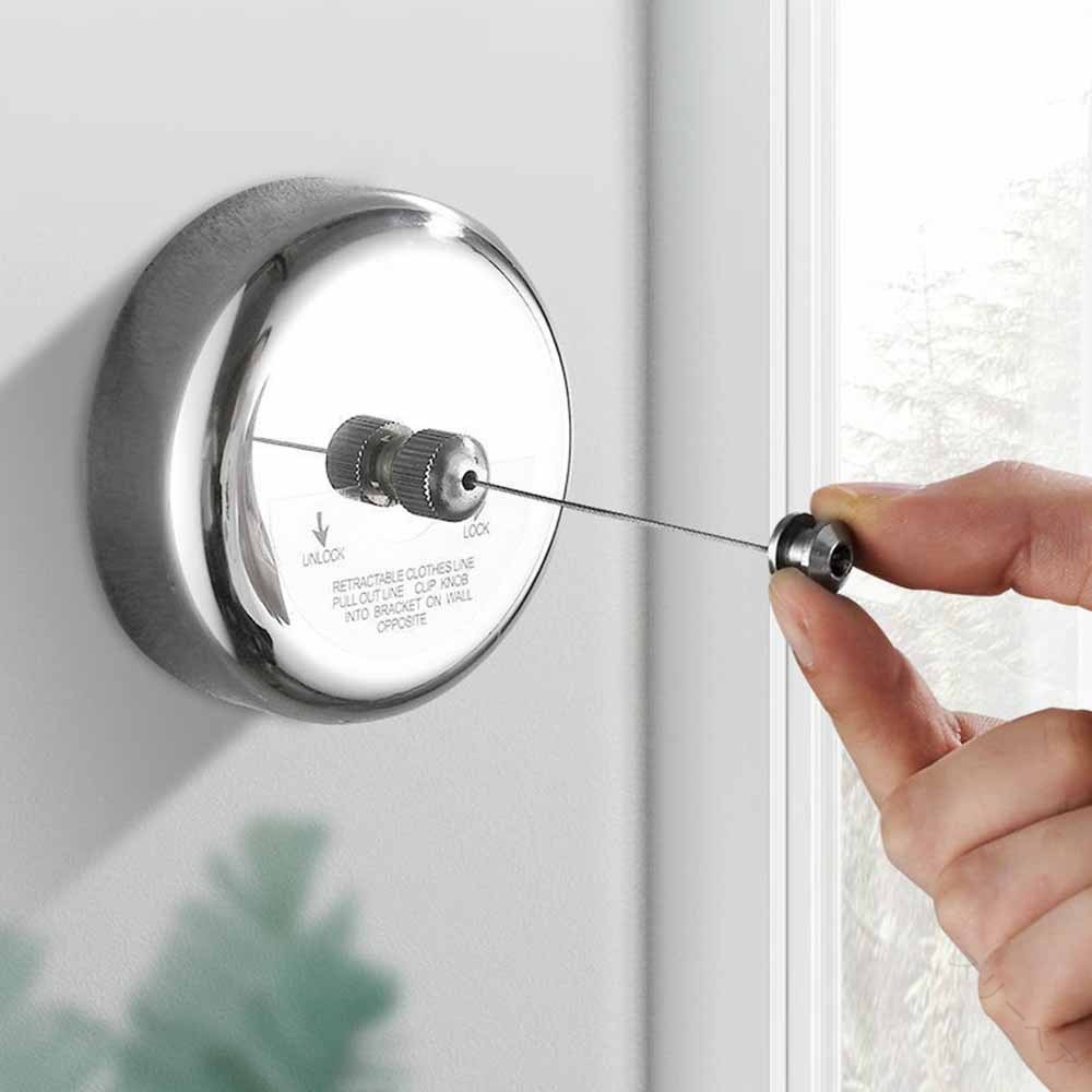 304ステンレス製 室内物干しワイヤー 耐荷重20KG 洗濯物干し用 部屋干し自由伸縮タイプ 穴開け不要で壁..