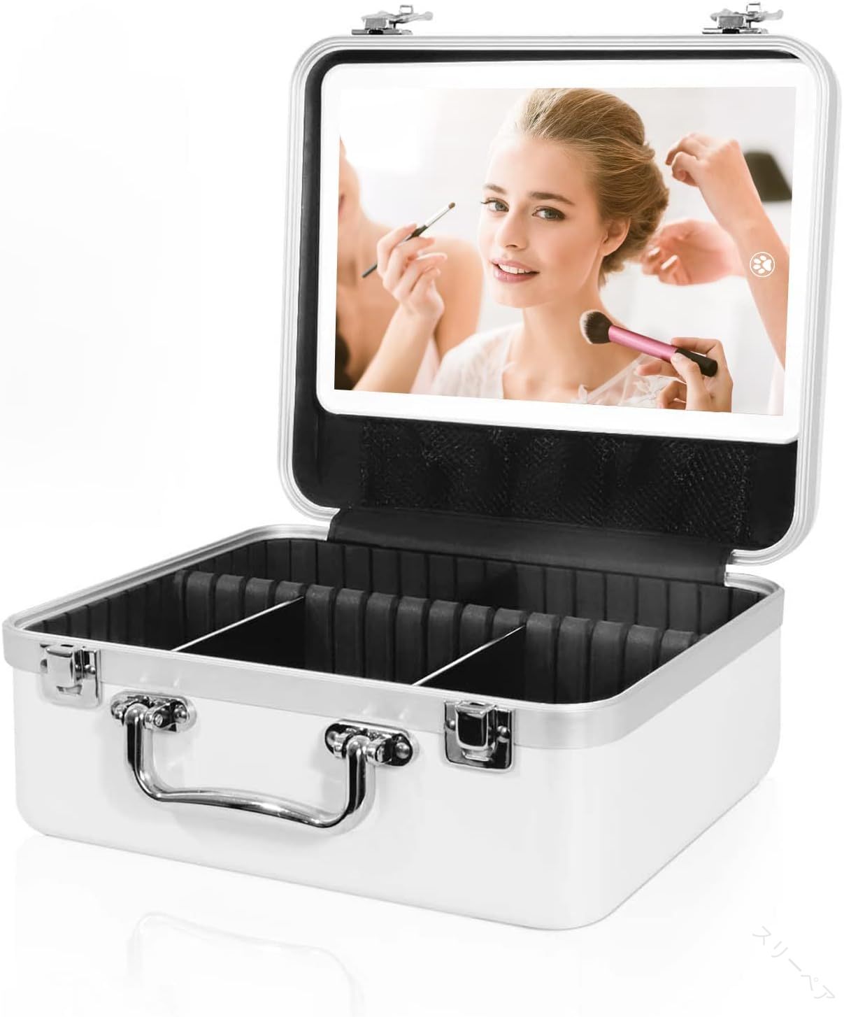 コスメボックス メイクボックス 鏡付き 化粧箱 コスメ収納 化粧品 メイク道具 調光調色可能なLEDライト..