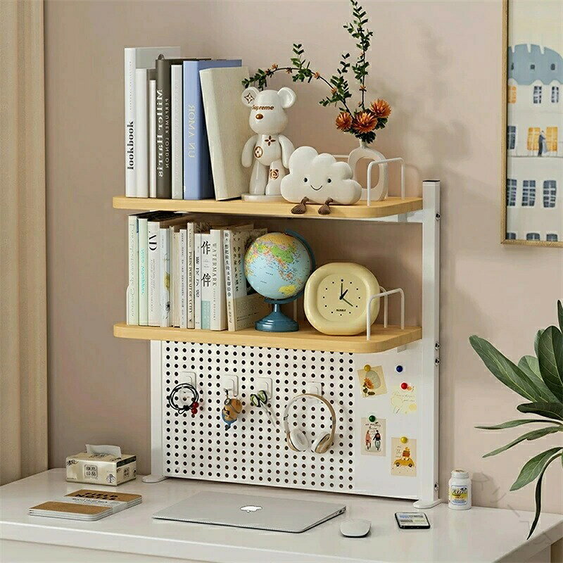 デスク上置棚 クランプ式 デスク上収納ラック 有孔ボード付き 机上ラック 机上本棚 デスクシェルフ フ..