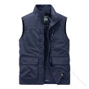 メンズ 釣りベスト 無地 立ち襟 軽量 作業服 ポケット多 野外撮影 アウトドア 登山 ウォーキング 農業 仕事用 ミリタリー風 撮影用 作業着