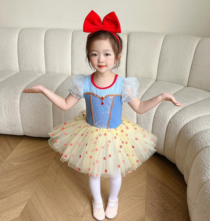 女の子バレエダンス衣装 子供バレエダンス衣装 可愛い半袖ワンピース レオタード バレエチュチュワンピ..