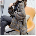 シャツジャケット レディース アウター チェスターコート トレンチコート ジャンパー オーバーサイズ 厚手 チェック柄 体型カバー 春 秋 冬まで使える着回し抜...