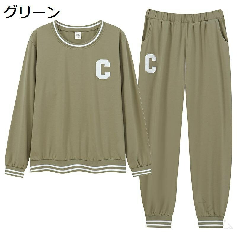 レディース トレーナー パジャマ 長袖 ルームウェア 上下セット ラウンドネック プルオーバー Tシャツ ..
